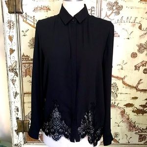 The Kooples Lace Trim Top